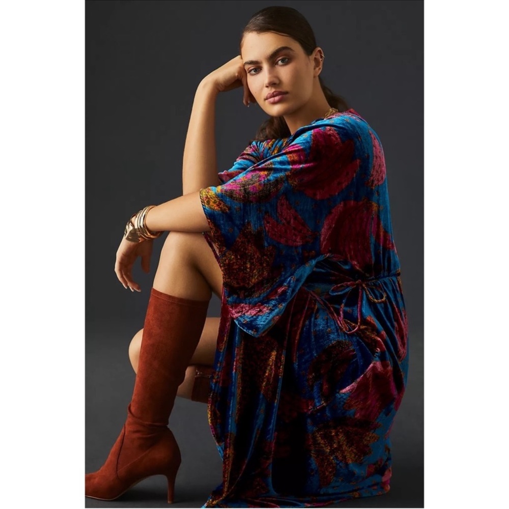 Velour FarmRio Anthropologie midi dress - Picture 2 of 15